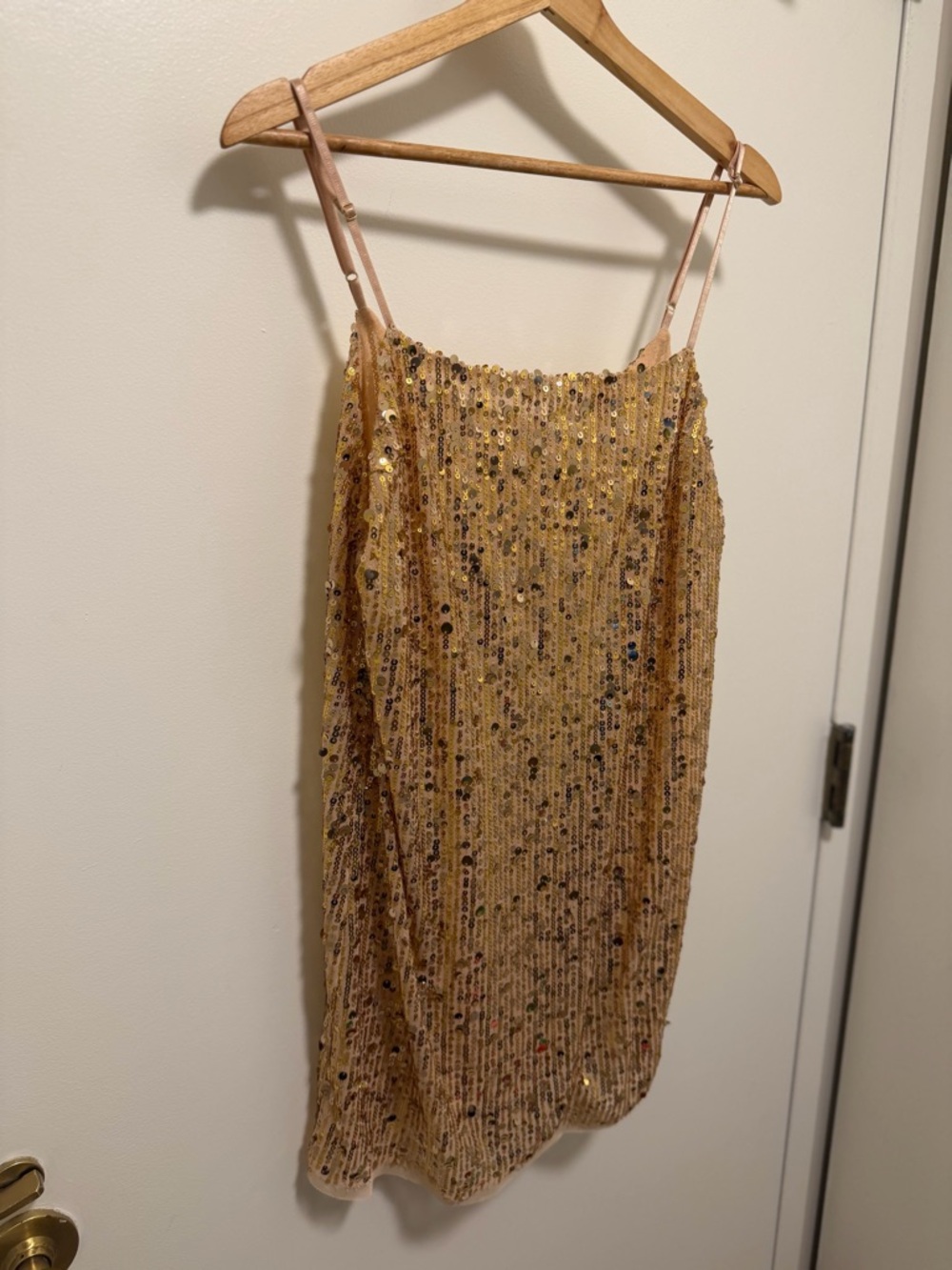 Free People Gold Slip Dress size large NWT